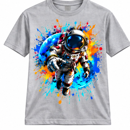 Light gray astronaut graphic T-shirt