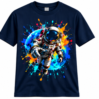 Navy blue astronaut graphic T-shirt